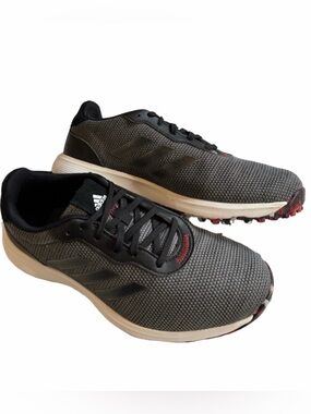 Adidas Men Size 8 Black Golf Shoes Black Red White